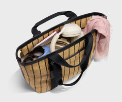 Riviera Straw Tote in Black Seagrass